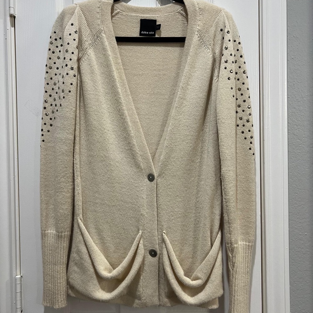 Dolce Vita 100% Baby Alpaca Studded Cardigan XS